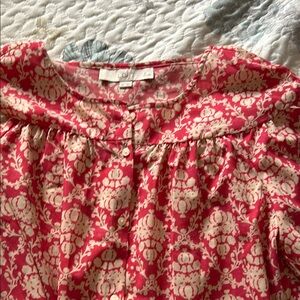 Red and White Floral Blouse
